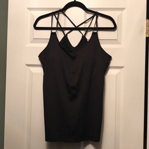 Black Lucy Strappy Tank with Built In Bra L